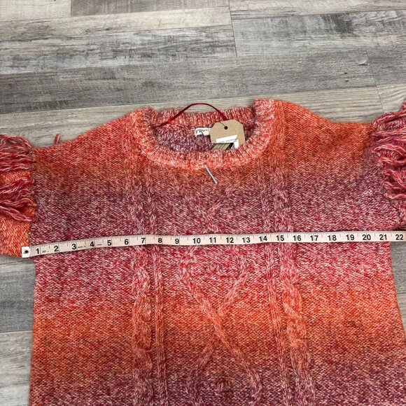 Frye + Co NWT wool blend space dyed  ombre fringe womens sweater size medium I43 - Picture 9 of 11